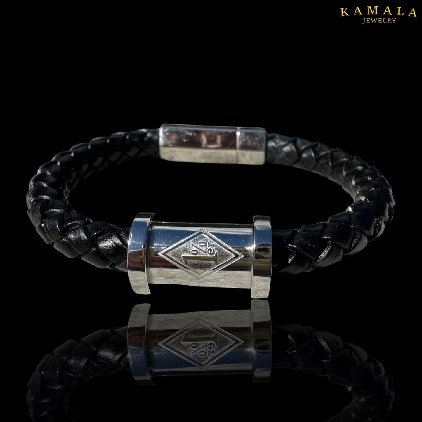 1%er Lederarmband - Schwarz & Silber