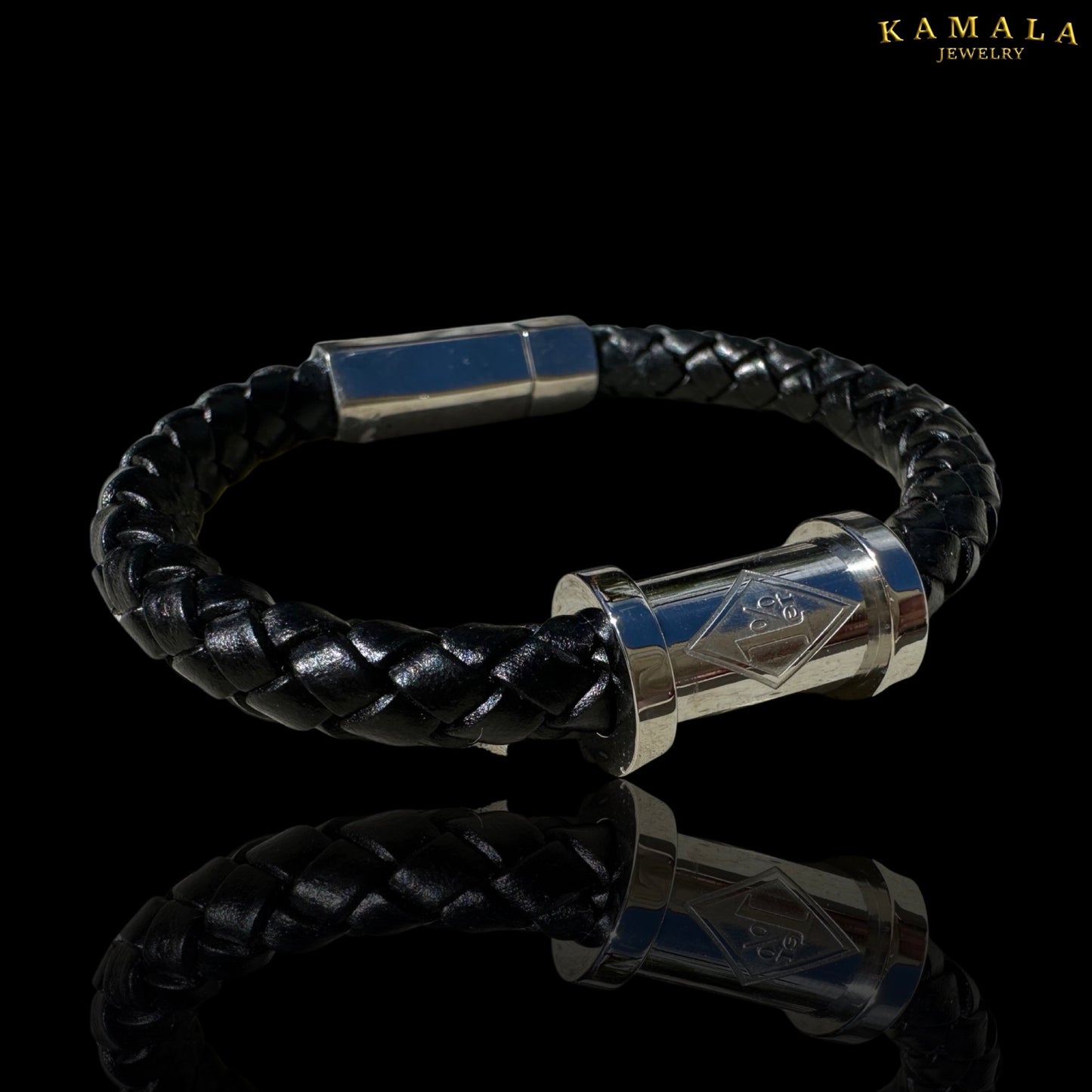 1%er Lederarmband - Schwarz & Silber
