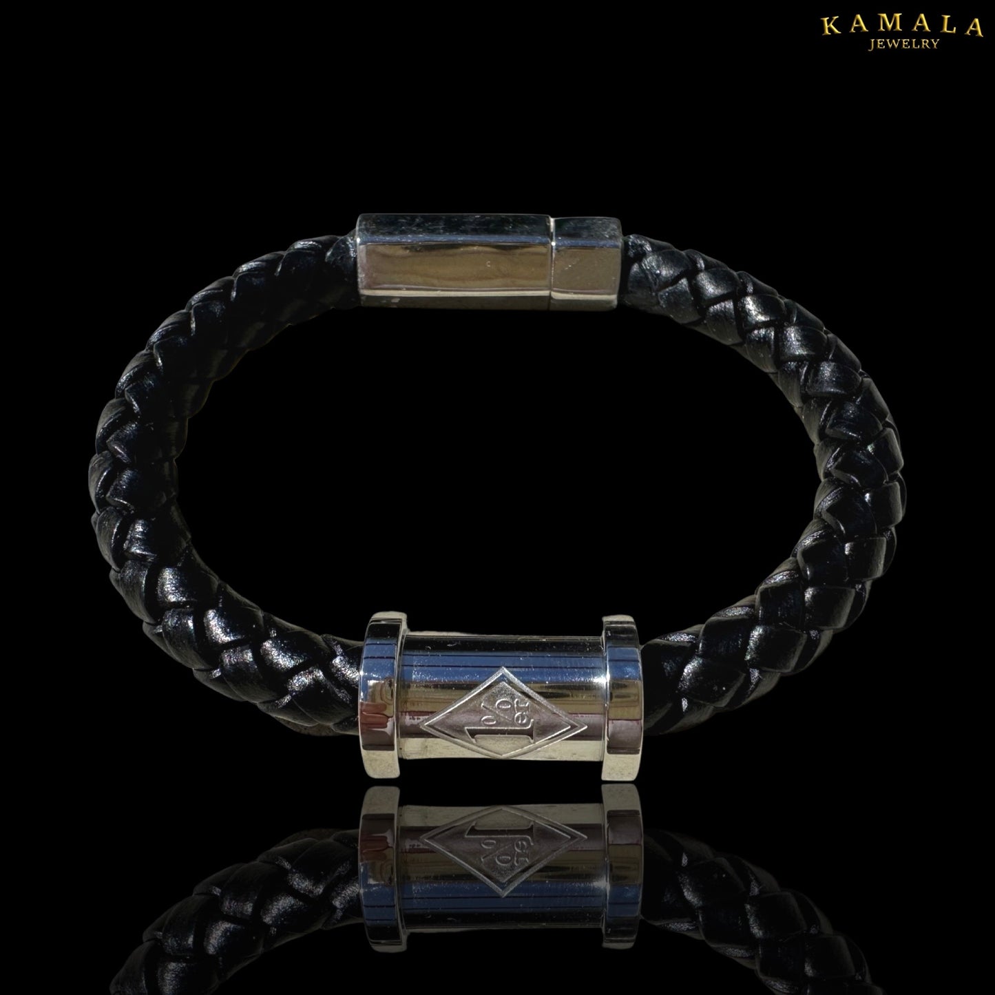 1%er Lederarmband - Schwarz & Silber