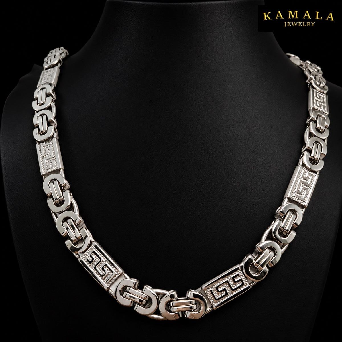 Premium Plattenkette „Kreta“ – Silber | 60 cm – 10 mm