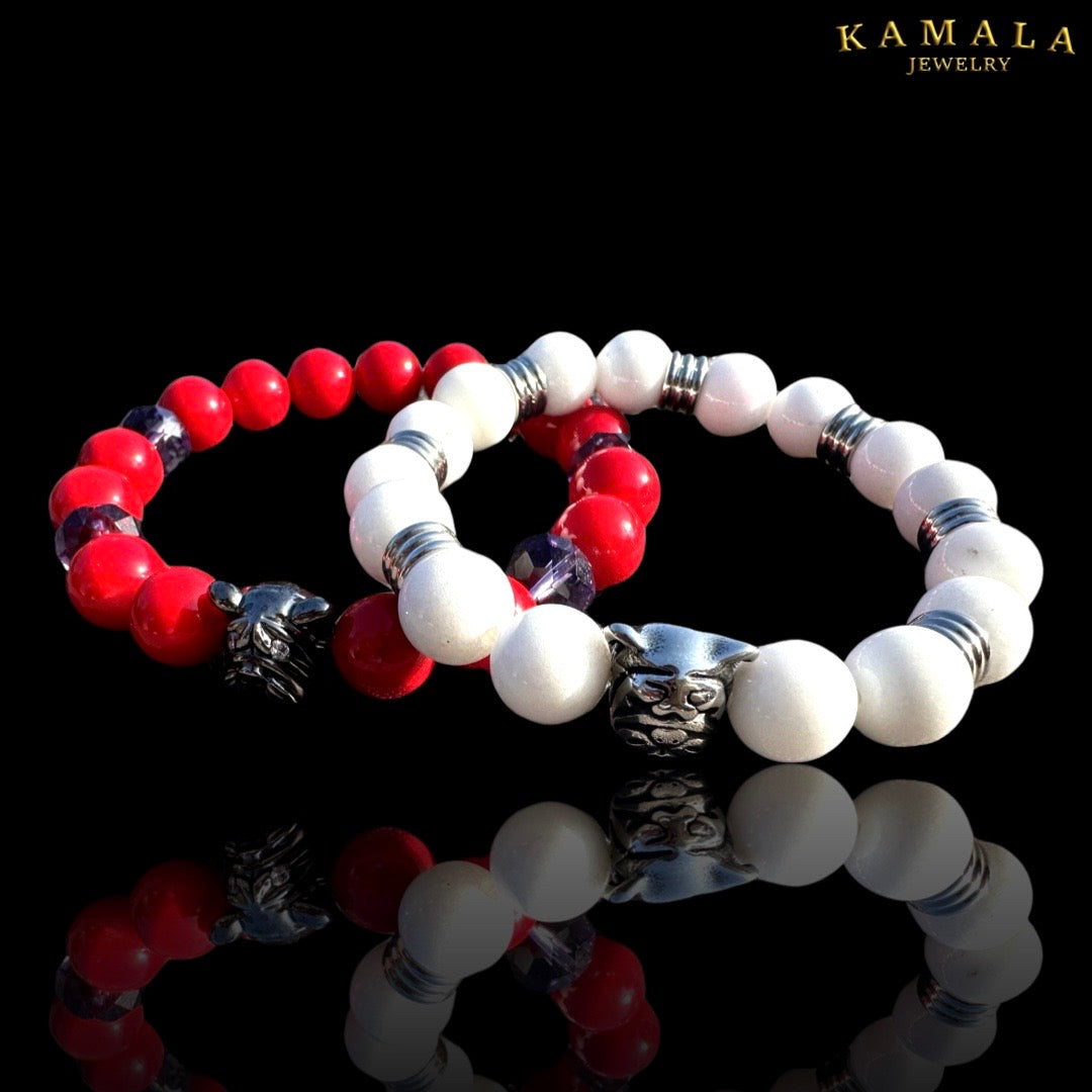 Bulldogge Armband - Weiss & Silber