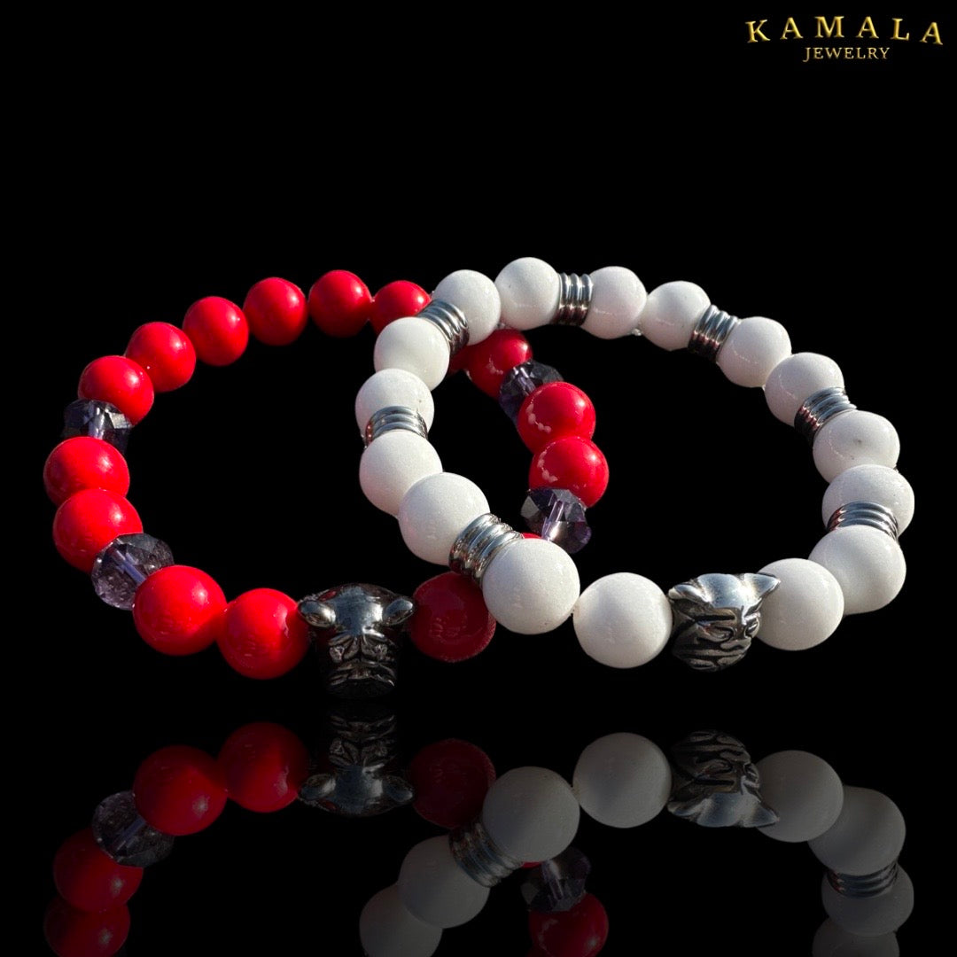 Bulldogge Armband - Weiss & Silber