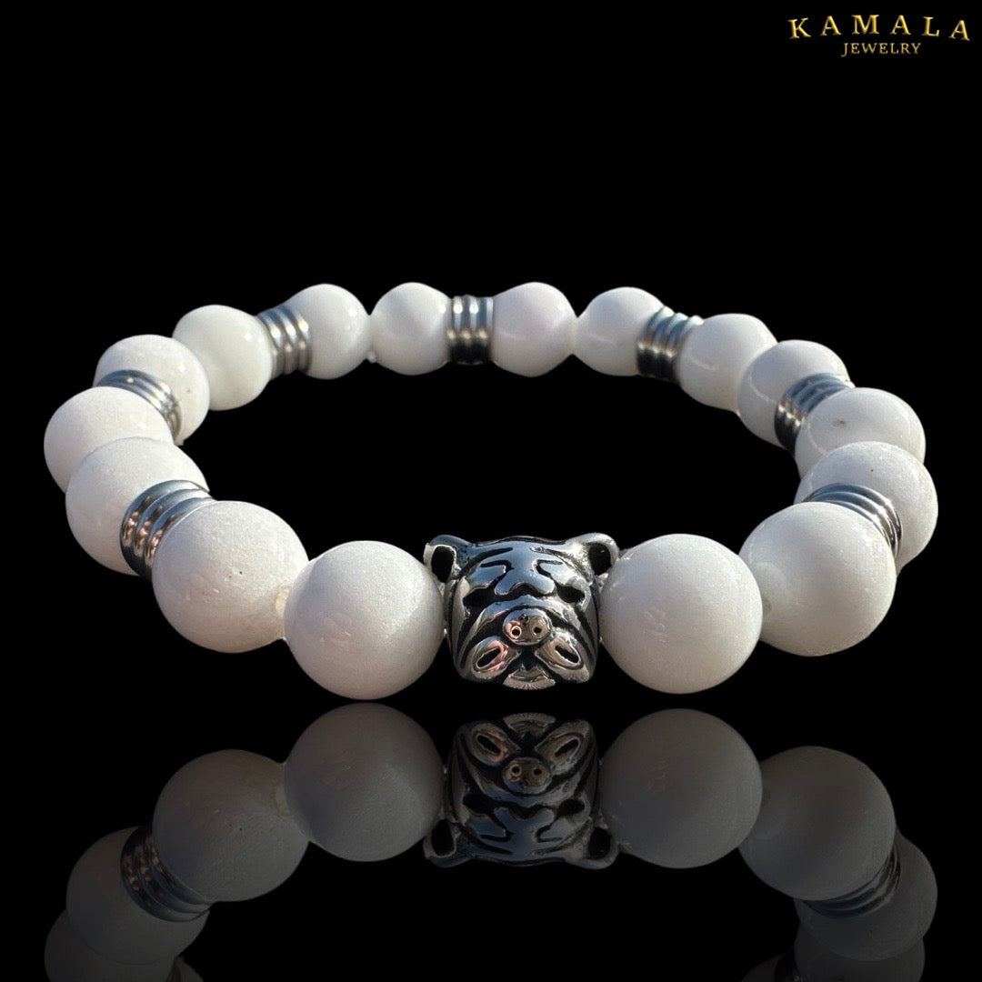 Bulldogge Armband - Weiss & Silber