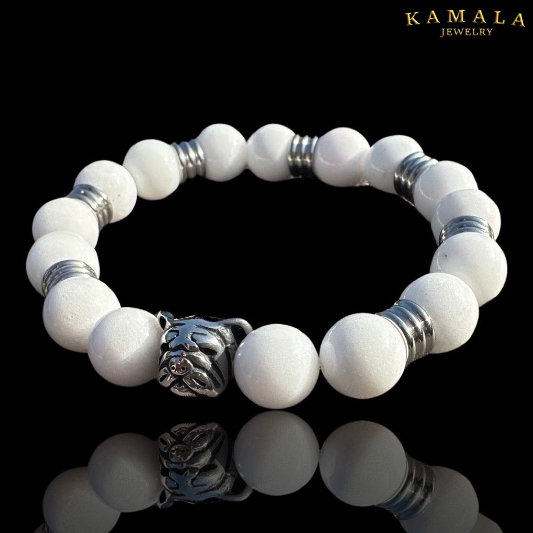 Bulldogge Armband - Weiss & Silber