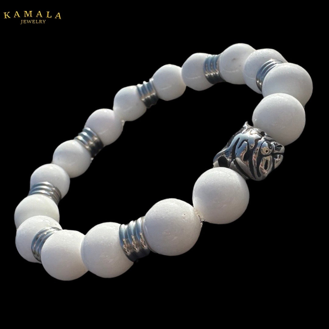 Bulldogge Armband - Weiss & Silber