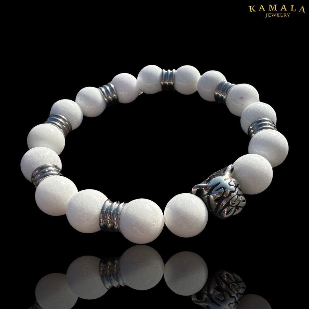 Bulldogge Armband - Weiss & Silber