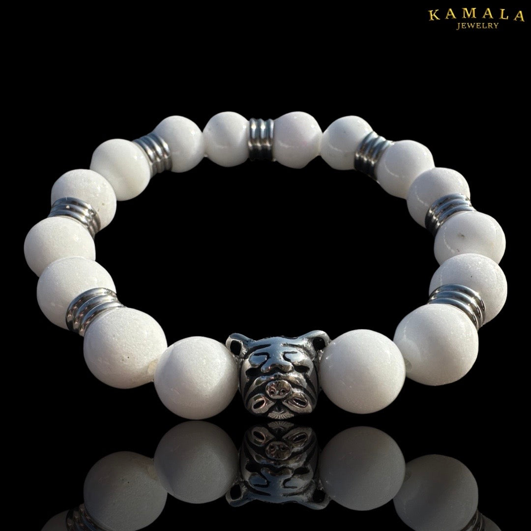 Bulldogge Armband - Weiss & Silber