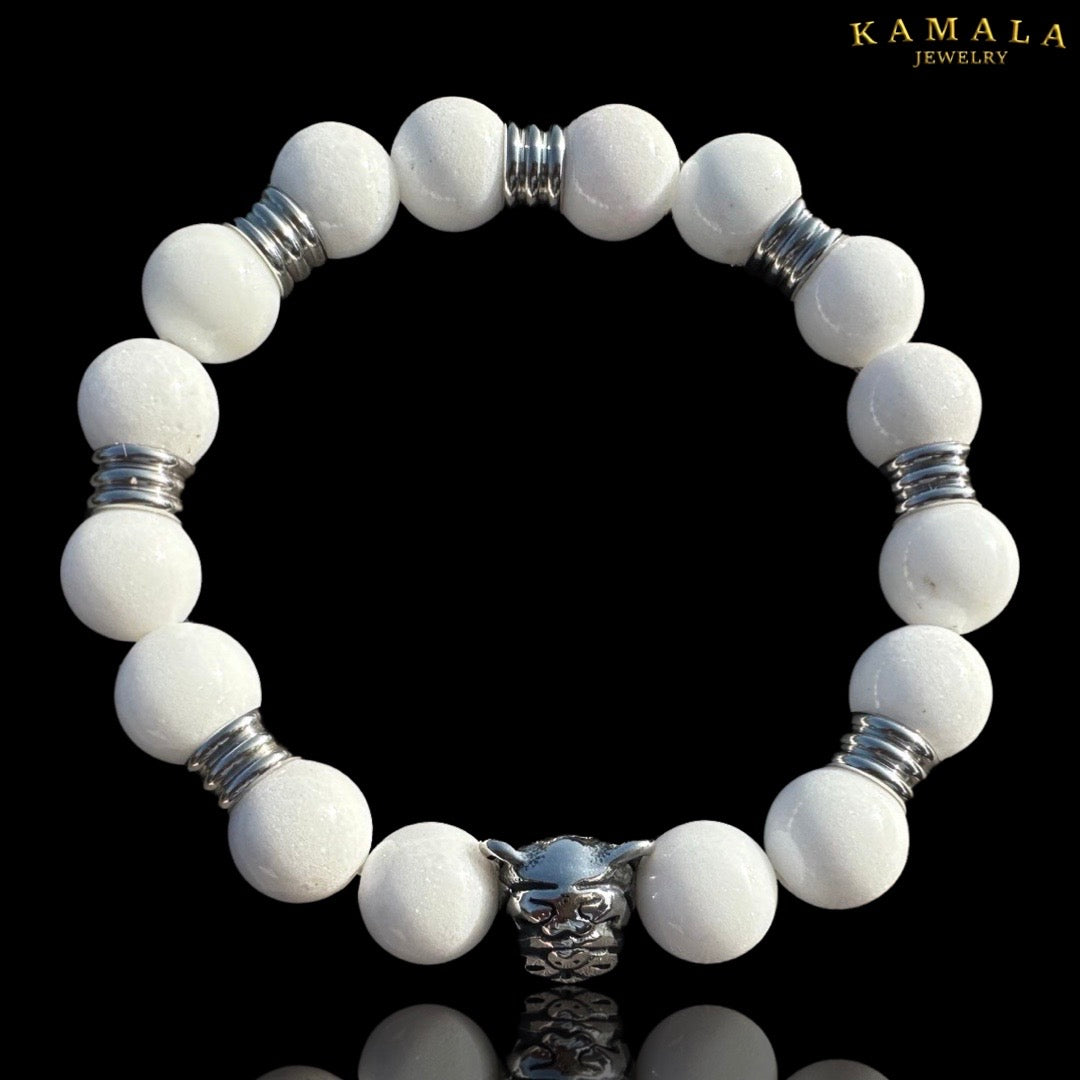 Bulldogge Armband - Weiss & Silber