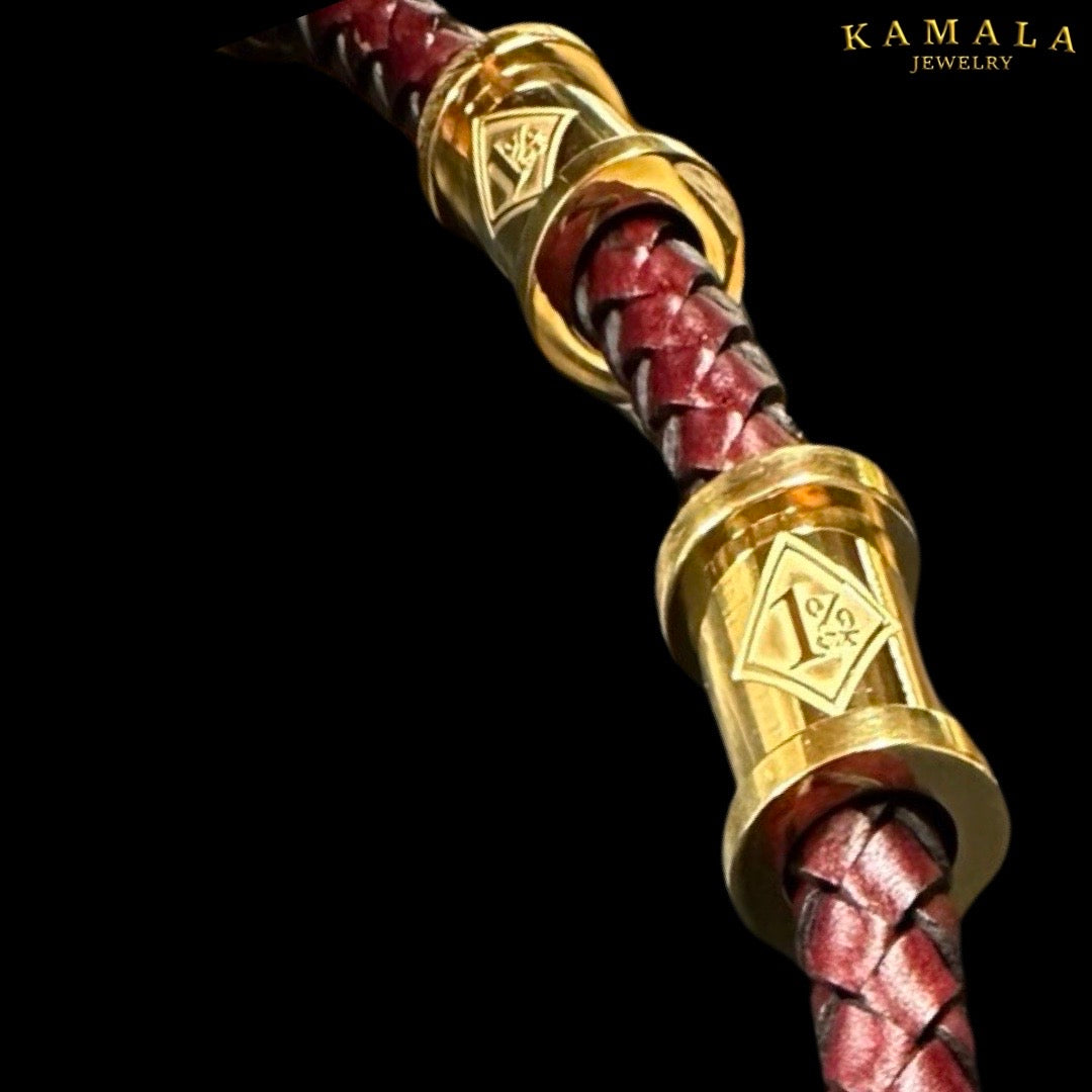 1%er Exklusive Halskette - Dunkelrot mit Gold