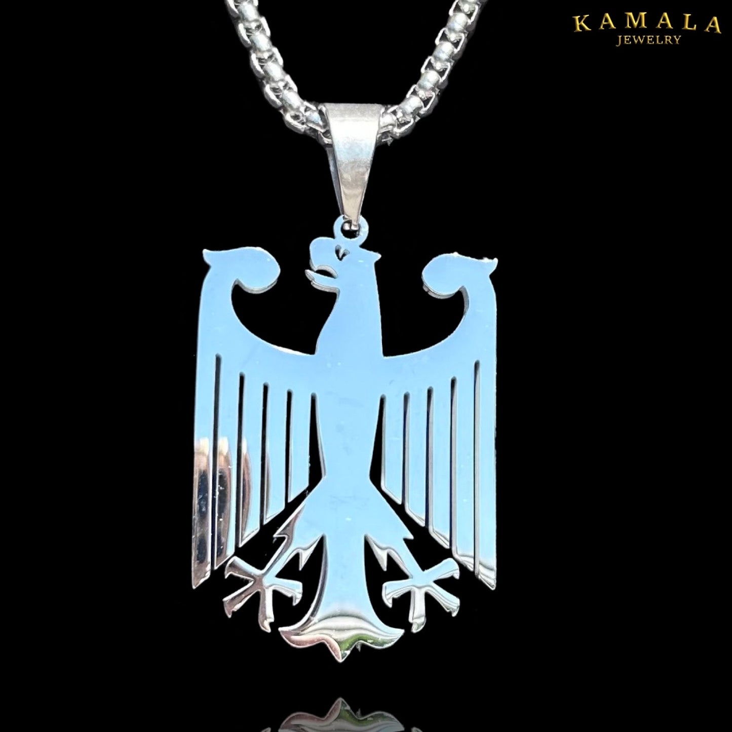 Edelstahl und Perlenkette - Mit Adler - Set