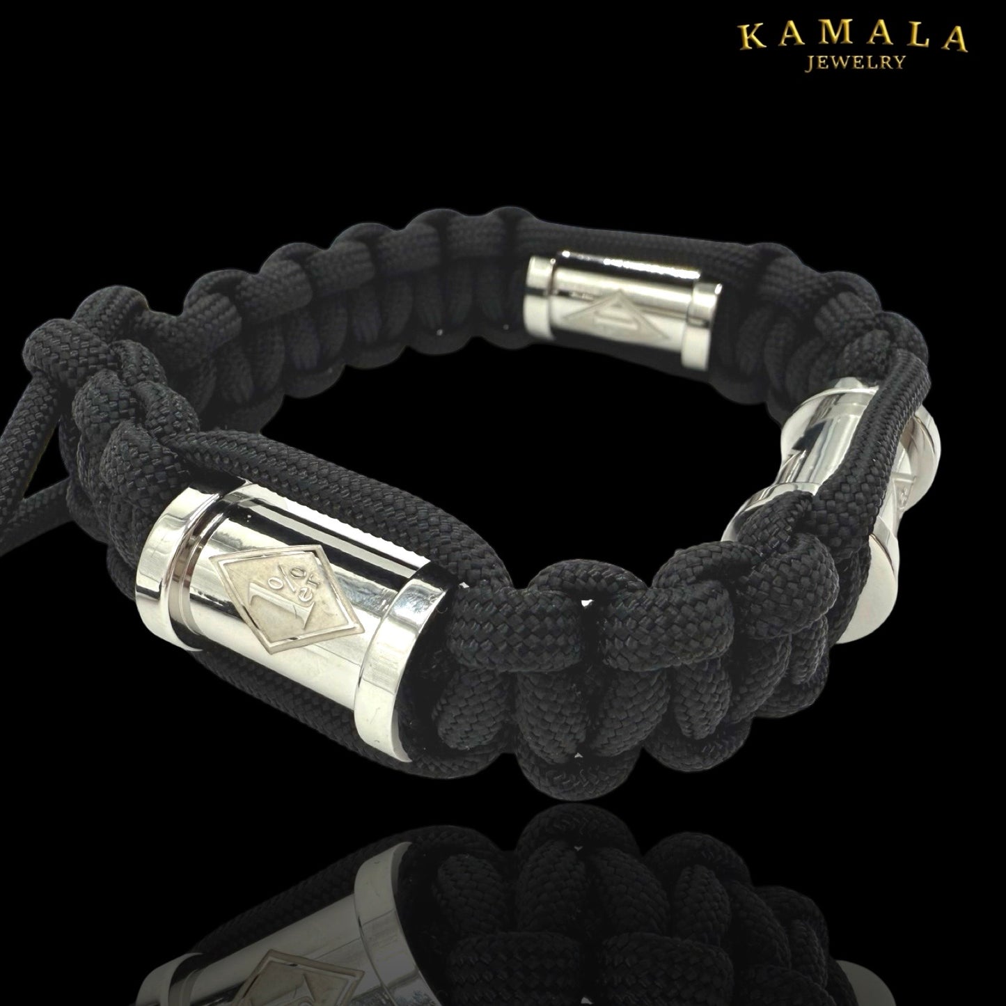 1%er Madmax Armband - Schwarz mit Silber