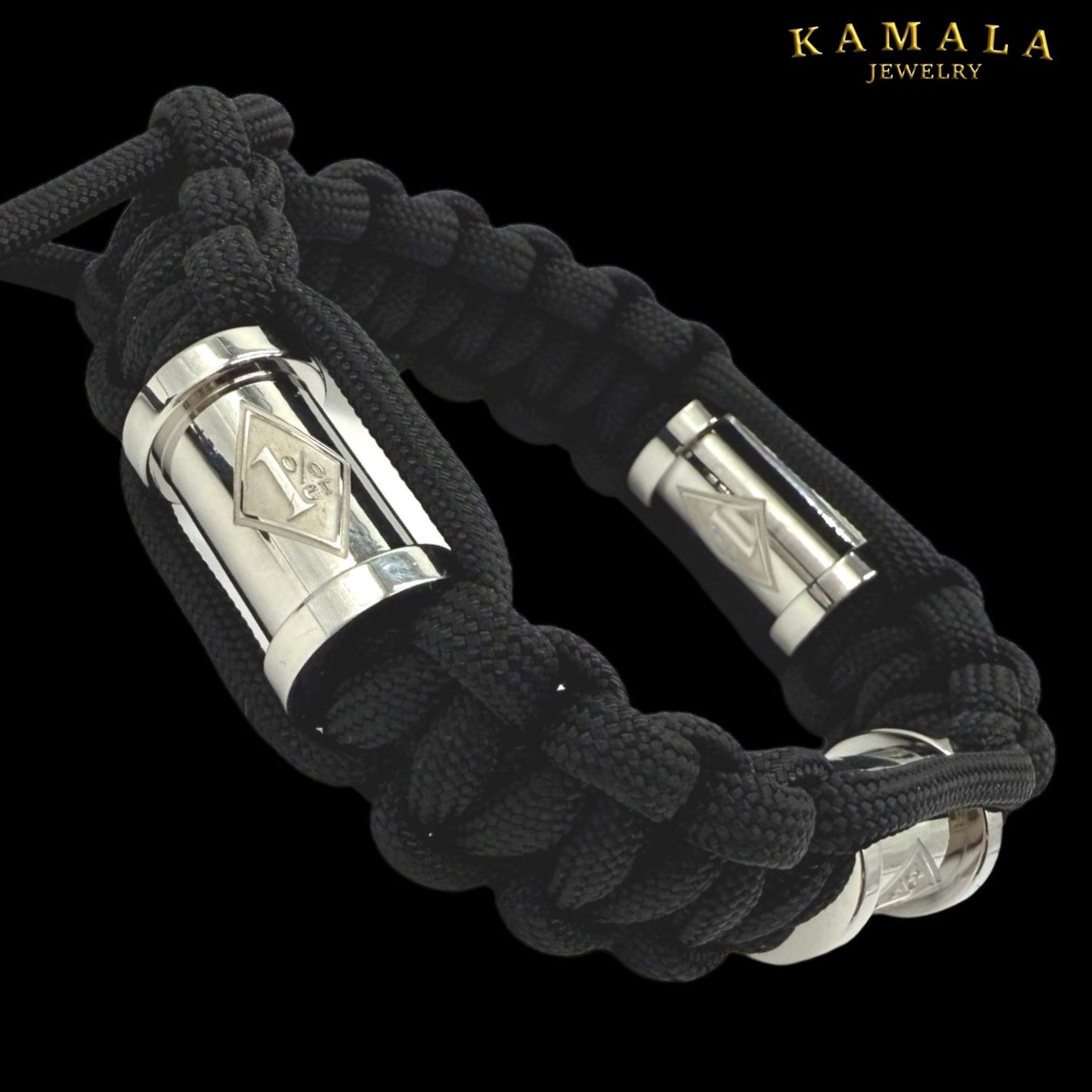 1%er Madmax Armband - Schwarz mit Silber