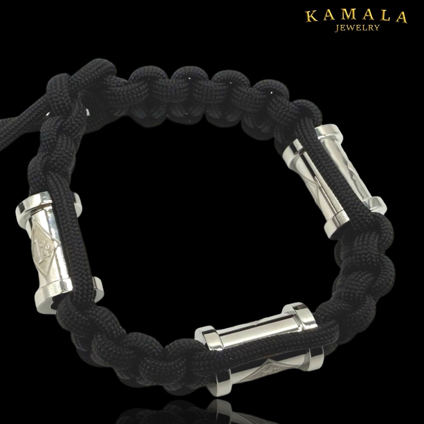 1%er Madmax Armband - Schwarz mit Silber