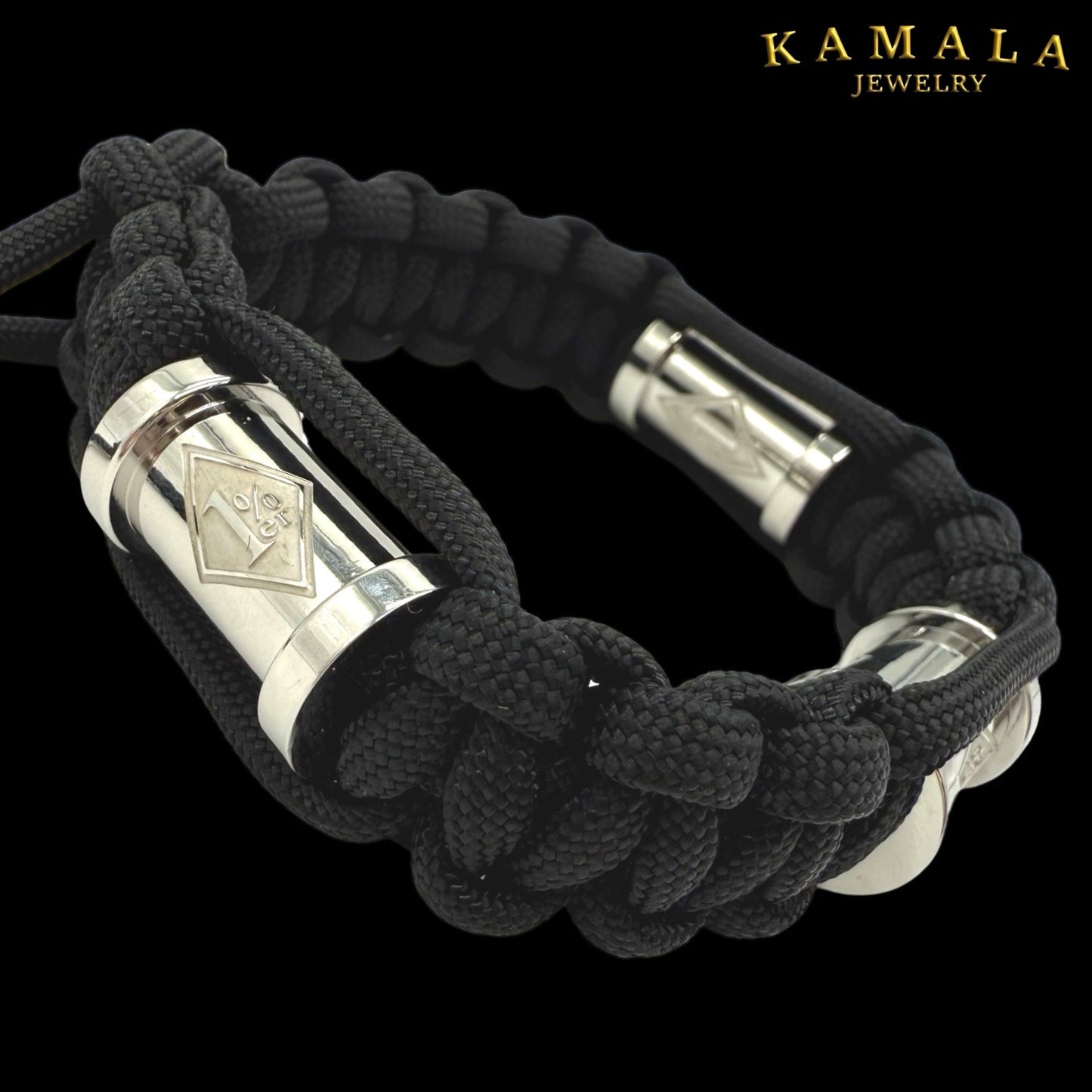 1%er Madmax Armband - Schwarz mit Silber
