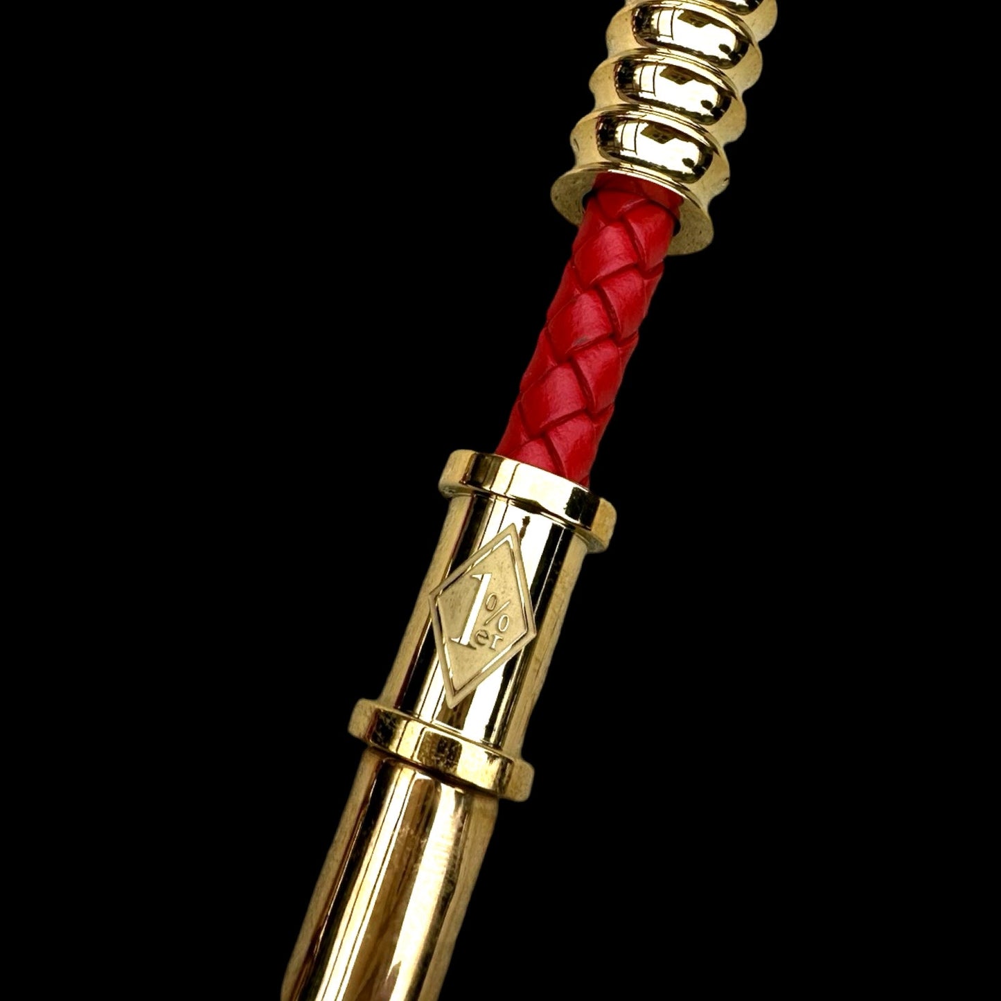 Exklusive 1%er Halskette - Rote Leder Mit 6 stück 1%er Hülsen - Gold