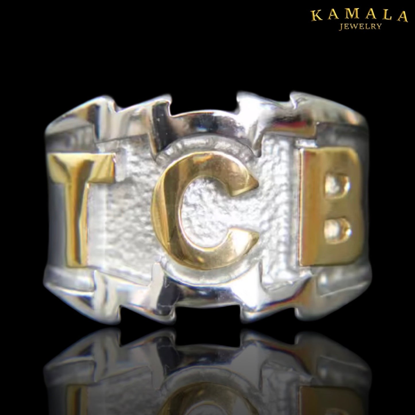 Fingerring mit TCB Logo - Edelstahl & Gold