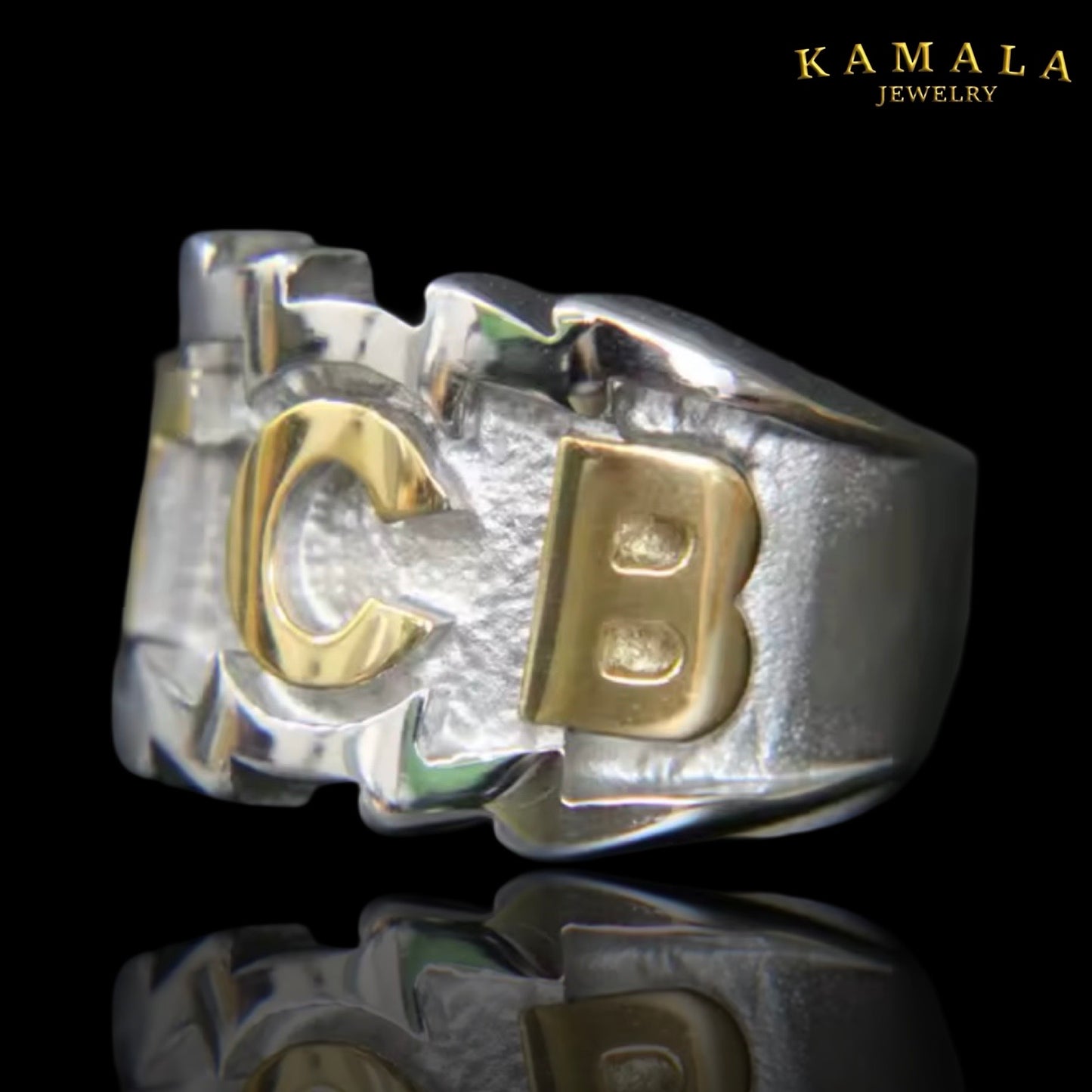 Fingerring mit TCB Logo - Edelstahl & Gold