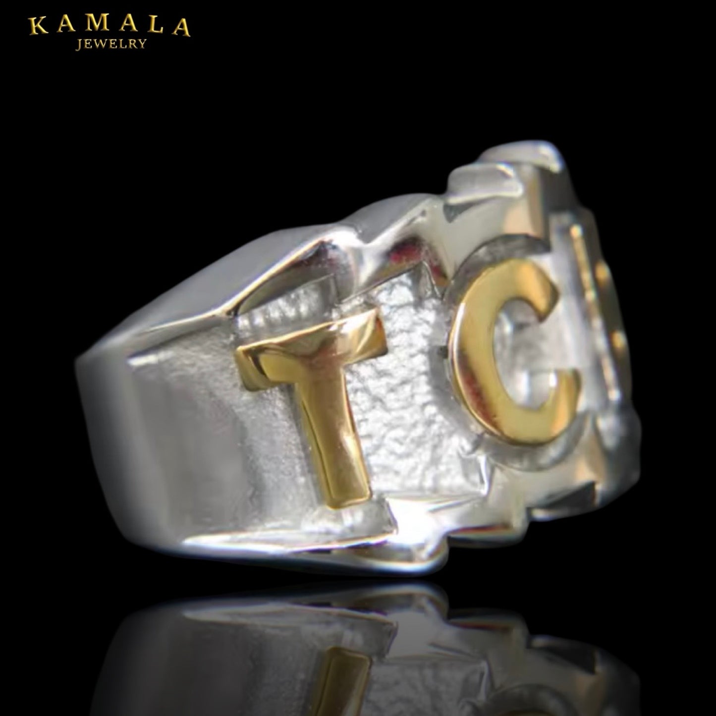 Fingerring mit TCB Logo - Edelstahl & Gold