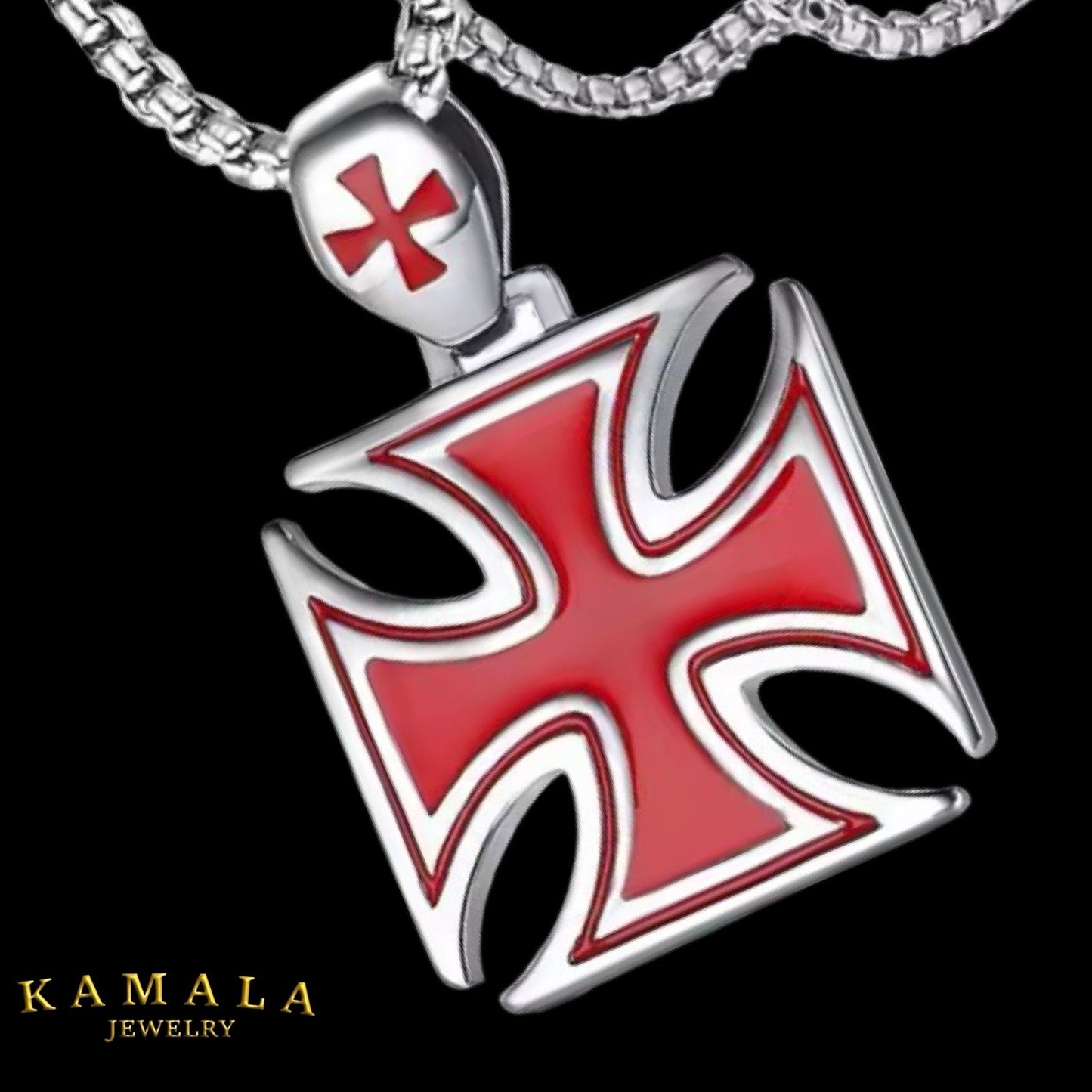 Eisernes Kreuz - Halskette - Rot & Silber
