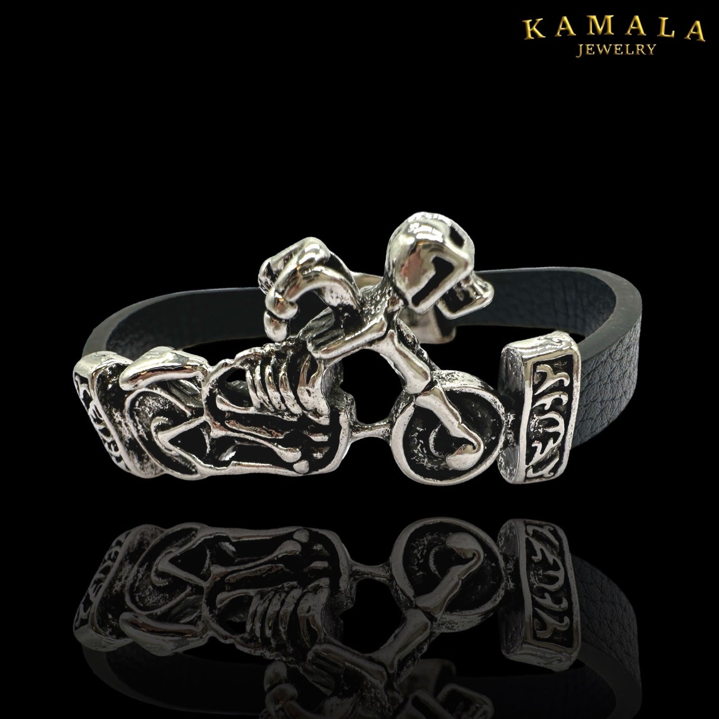 Armband mit Motorrad - Leder & Edelstahl