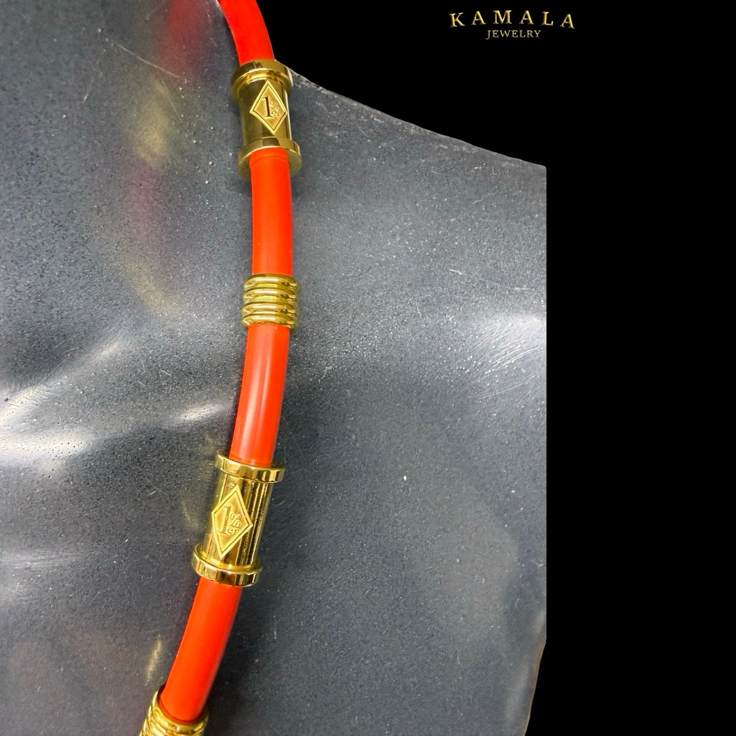 1%er Premium Kautschukkette Rot – 8 mm | 24K Vergoldet | Kamala Jewelry