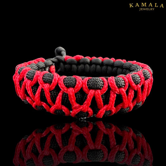 Madmax Armband - Doppelt - Schwarz mit Rot