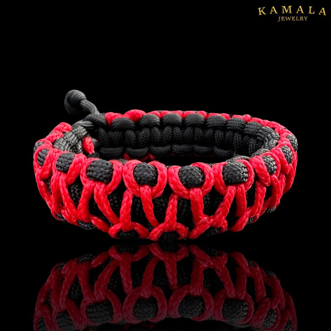 Madmax Armband - Doppelt - Schwarz mit Rot