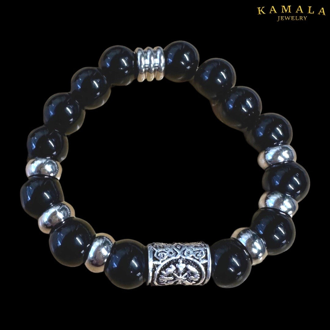 Omerta Armband - Onyx & Silber mit Rune