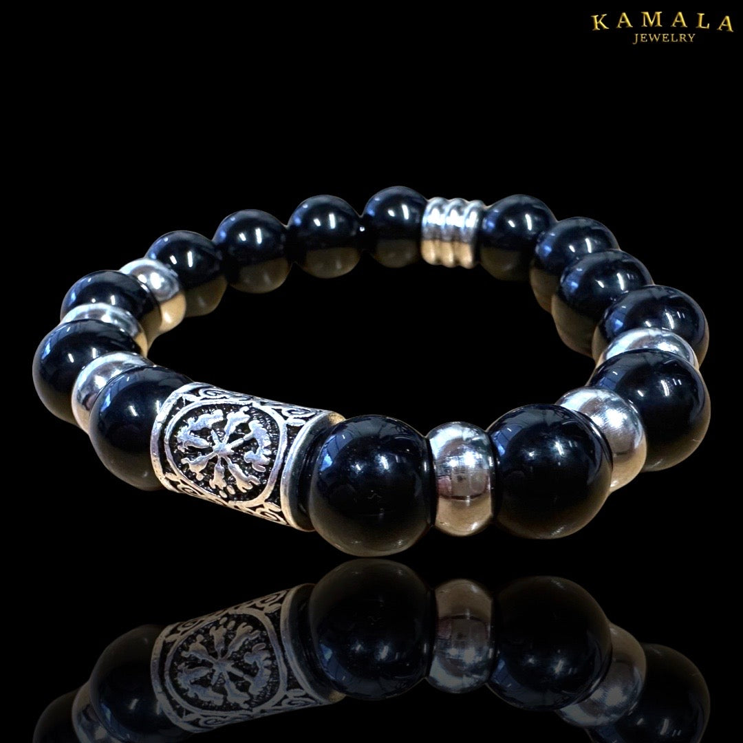 Omerta Armband - Onyx & Silber mit Rune