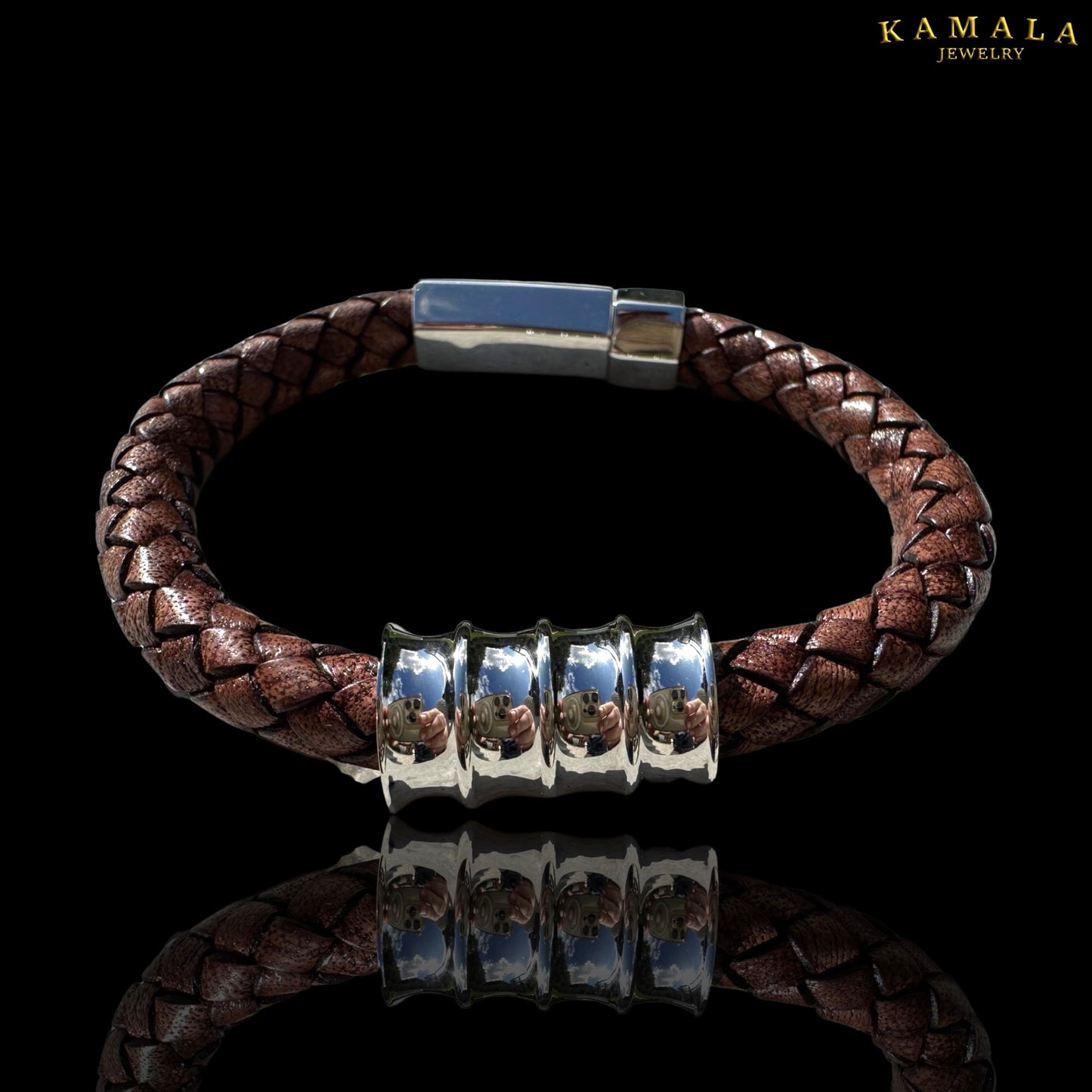 Braunes Lederarmband - Mit Silber