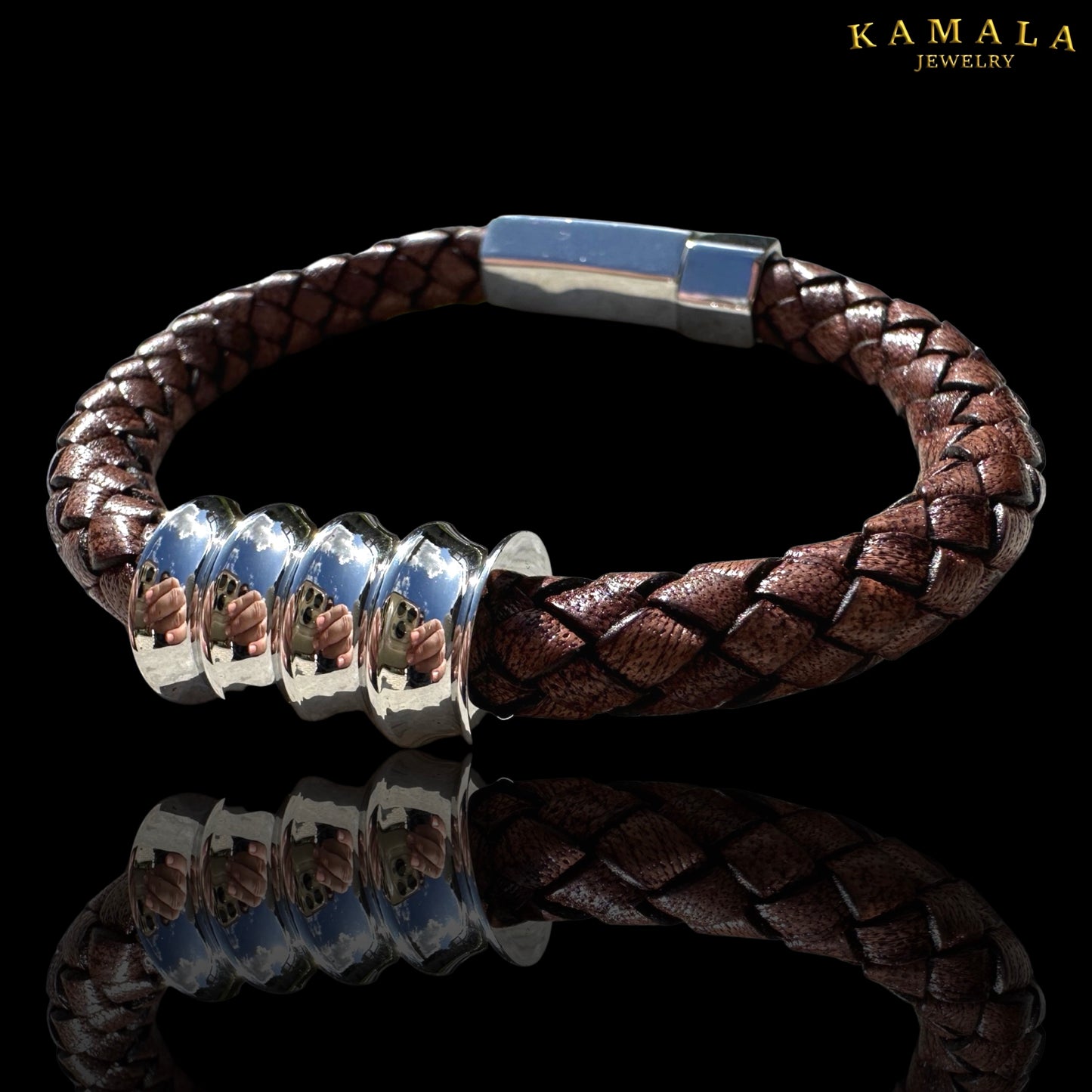 Braunes Lederarmband - Mit Silber