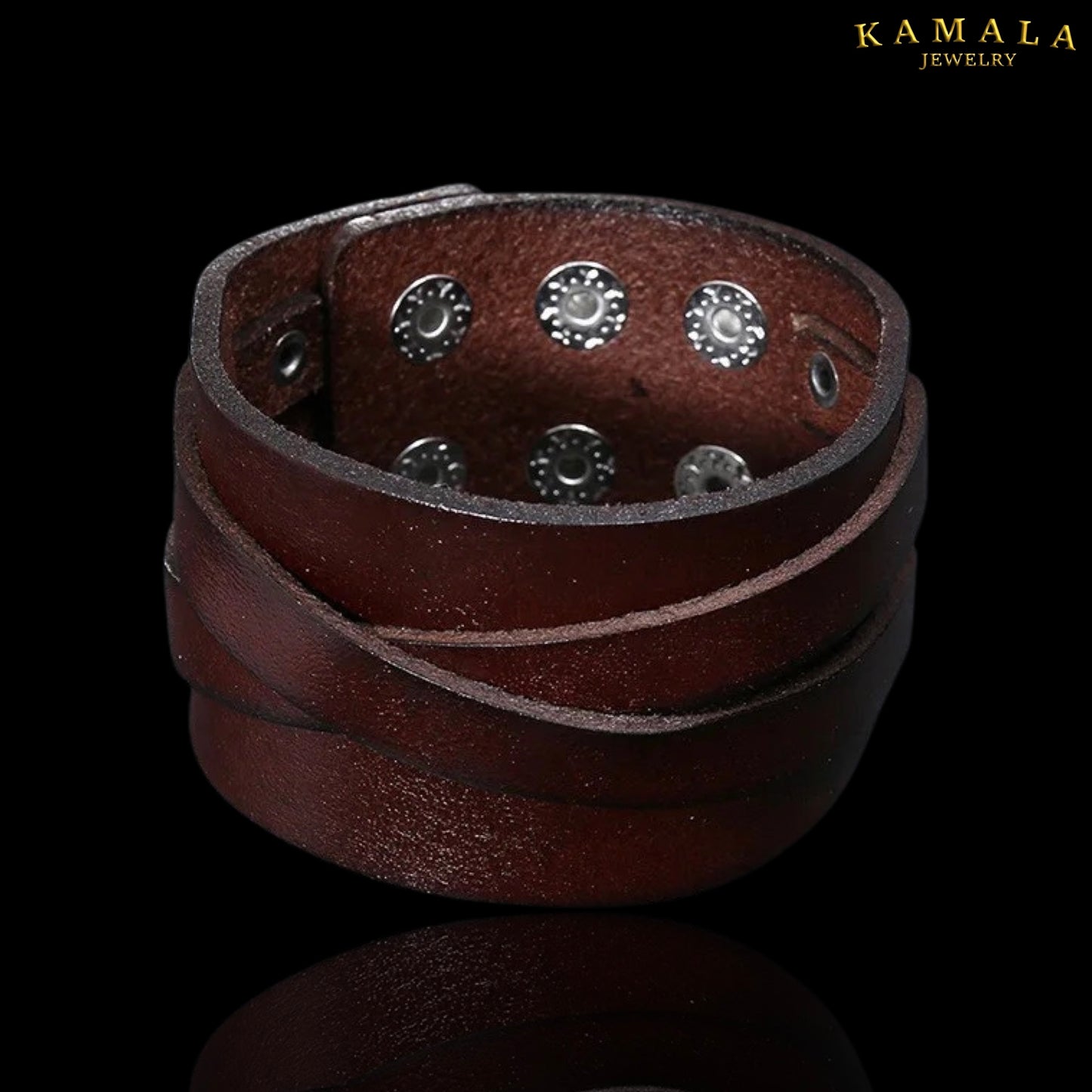 Breites Leder Armband - Braun