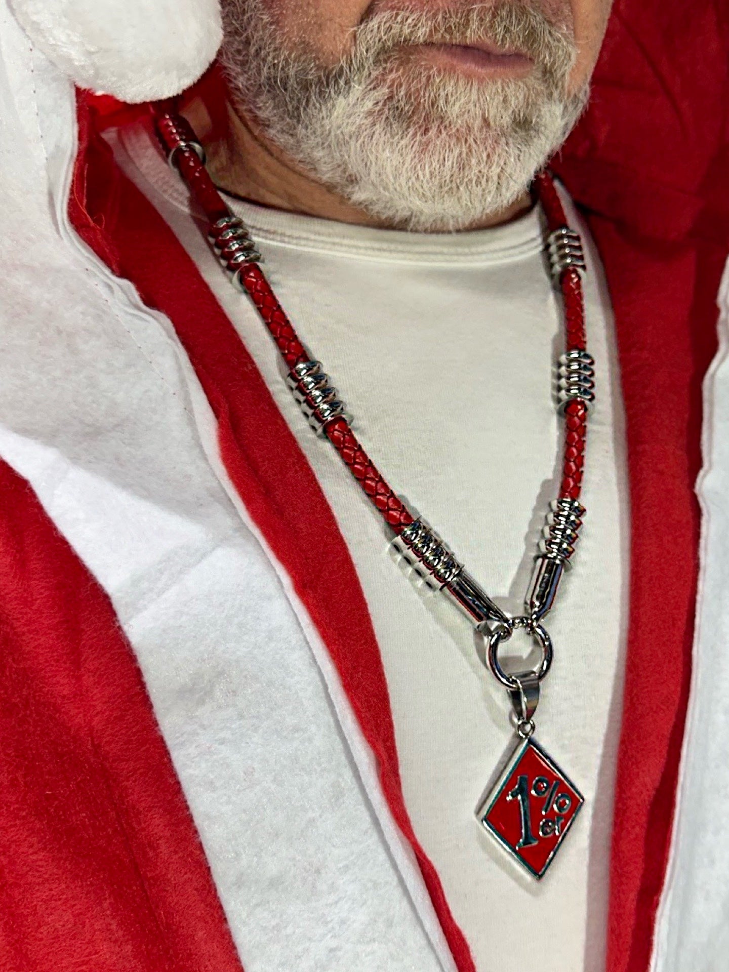 Rote Leder Halskette mit Silber - Gotti Silber
