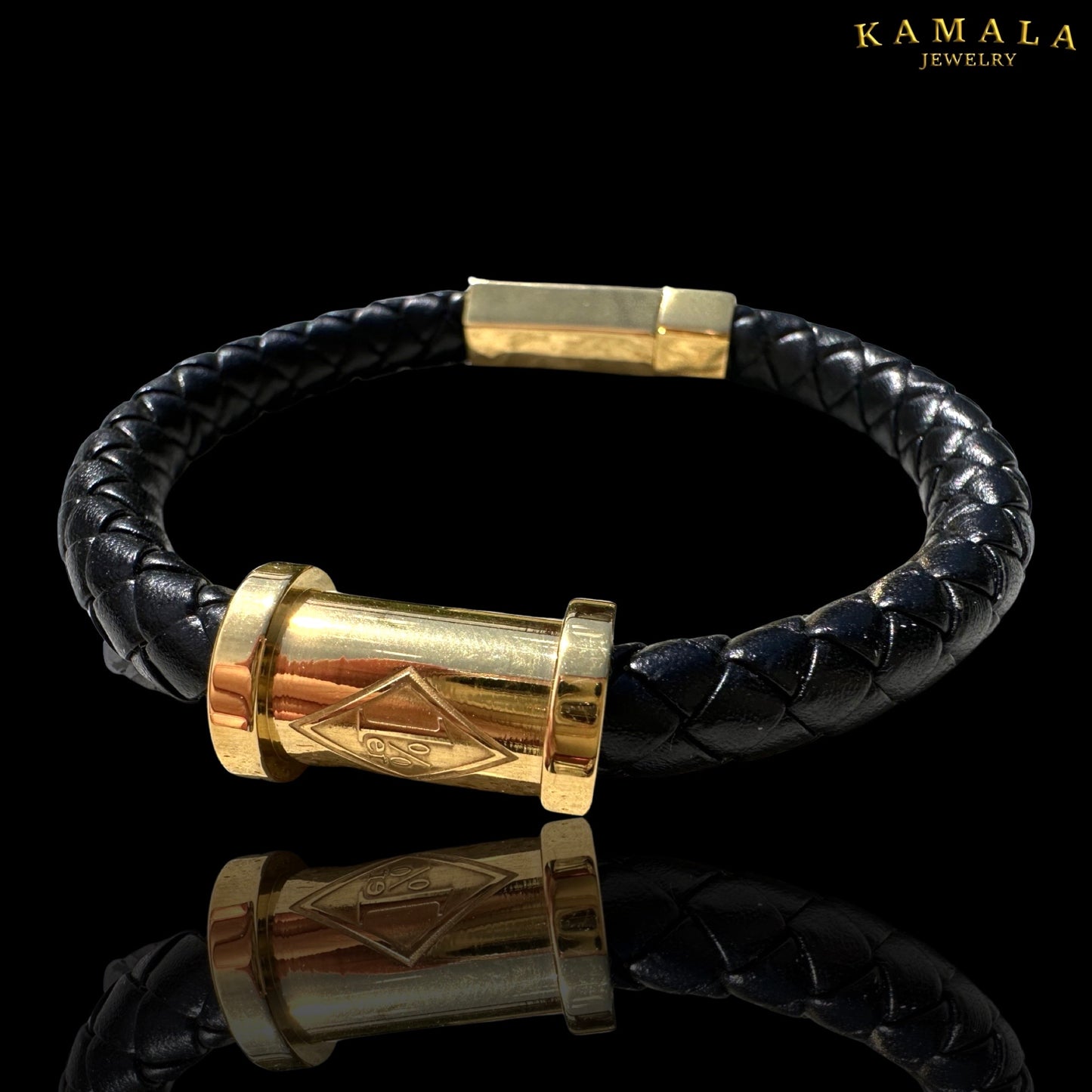 1%er Lederarmband - Schwarz & Gold
