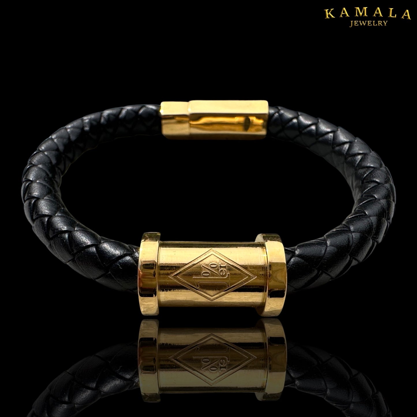 1%er Lederarmband - Schwarz & Gold