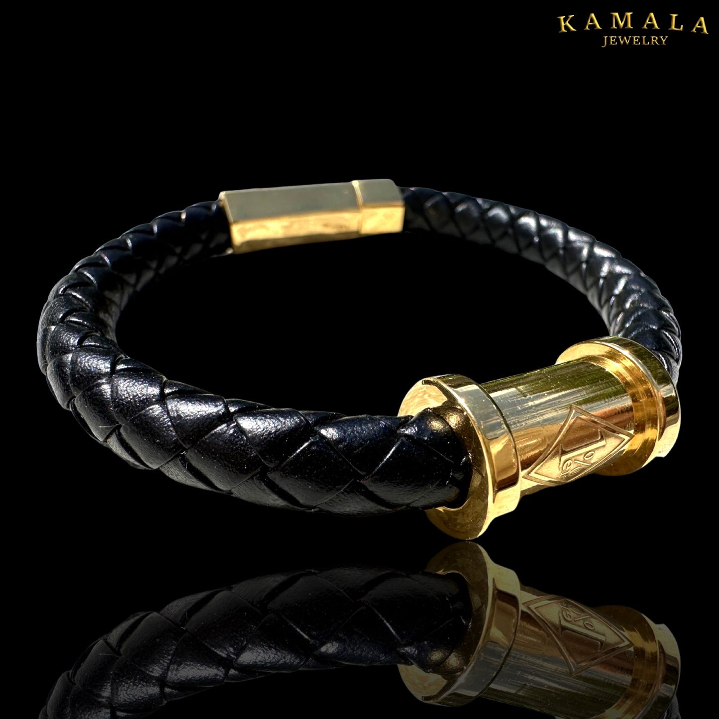 1%er Lederarmband - Schwarz & Gold