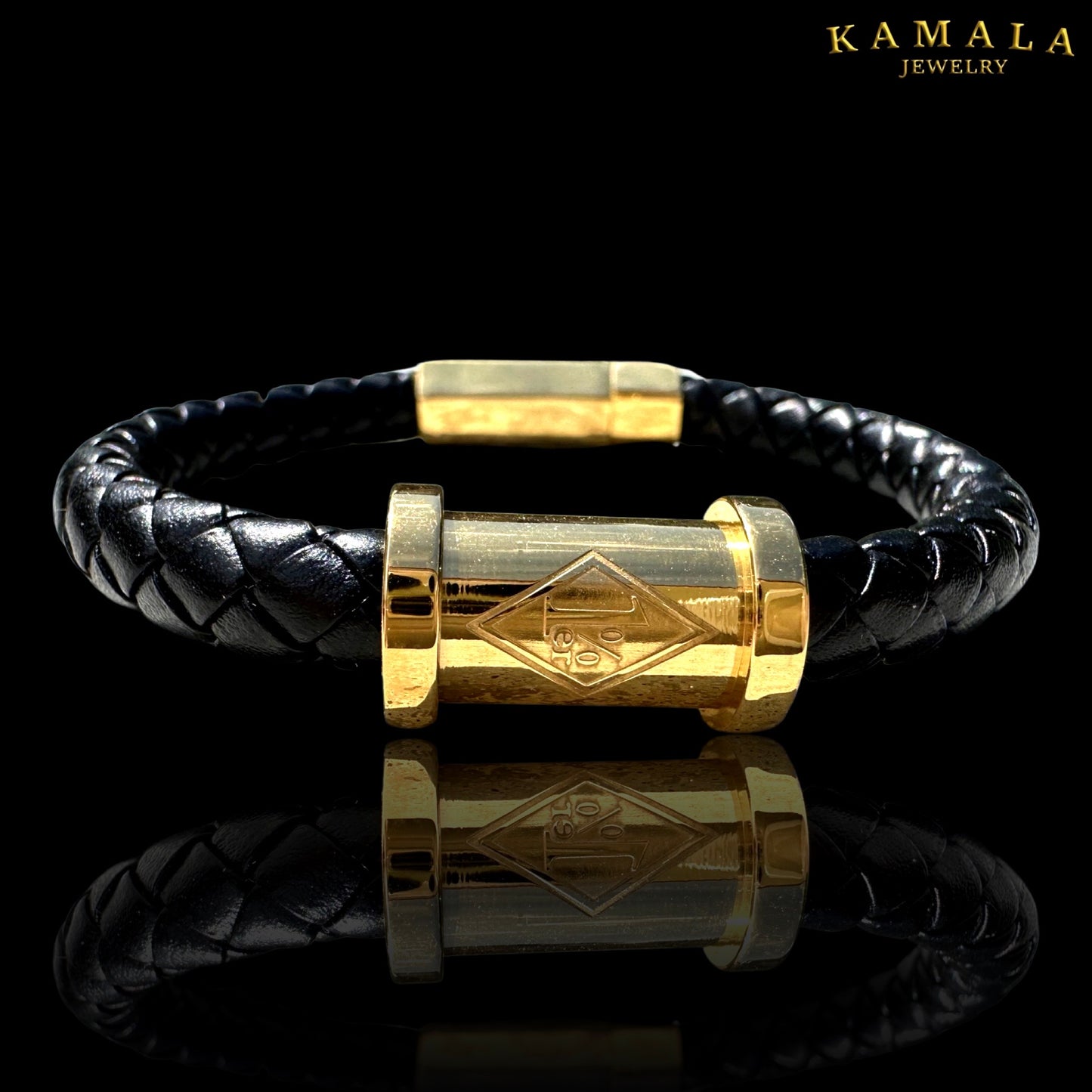 1%er Lederarmband - Schwarz & Gold