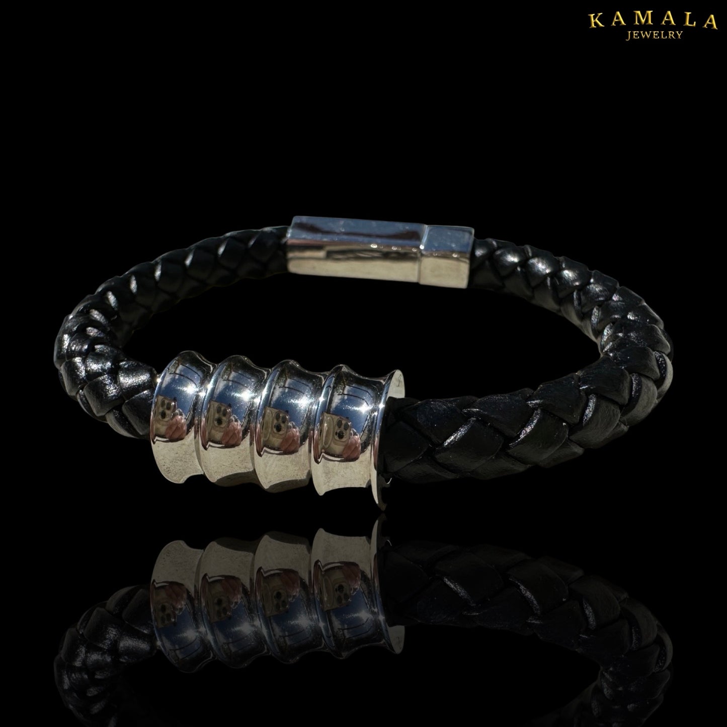 Schwarze Lederarmband - Mit Silber