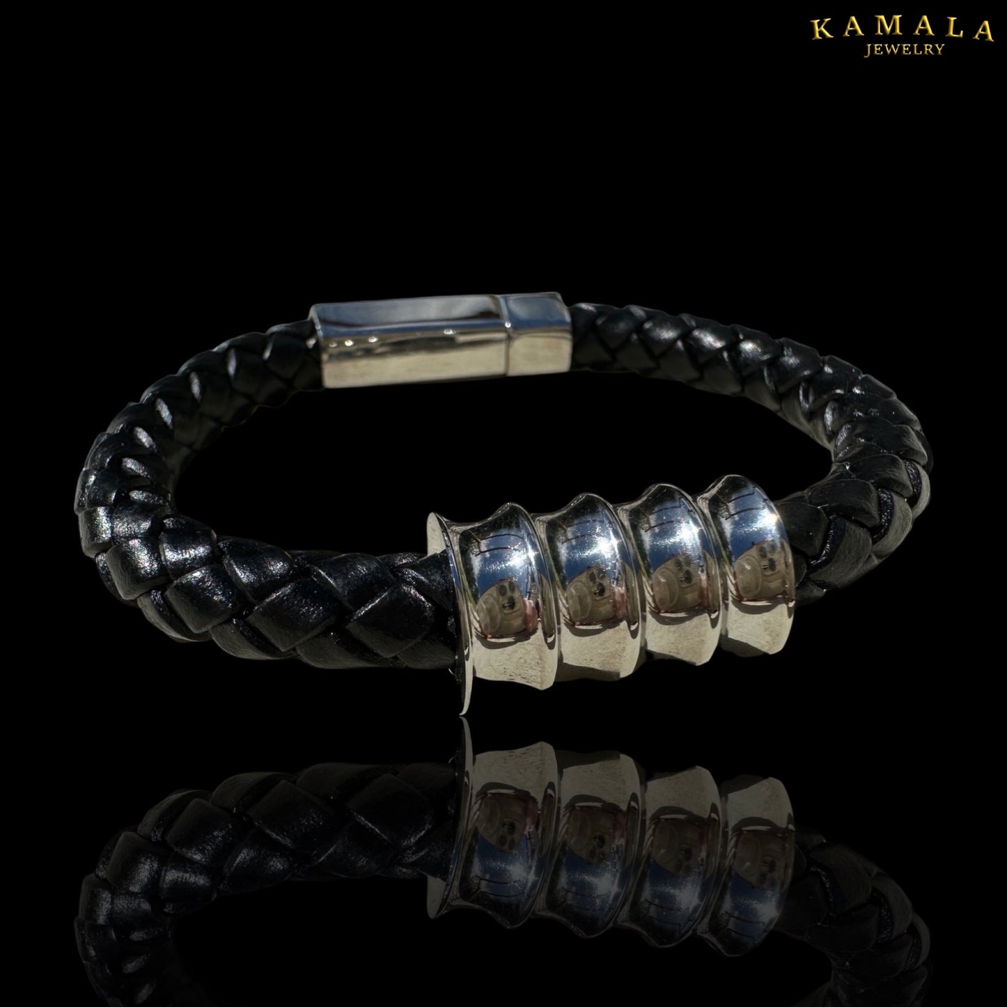 Schwarze Lederarmband - Mit Silber