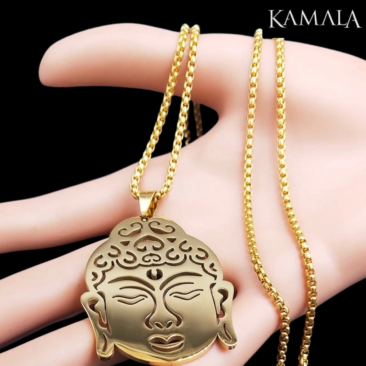 Anhänger mit Grossem Buddha Kopf - Gold