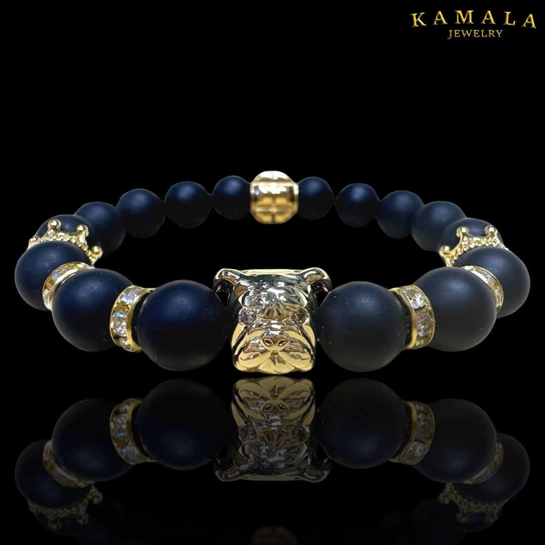 Bulldogge Armband - Schwarz mit Gold