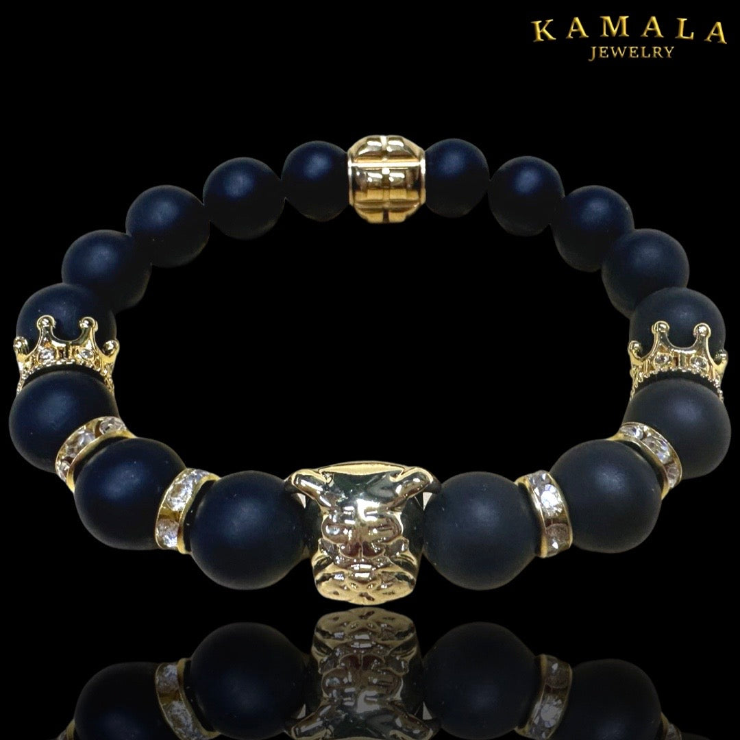 Bulldogge Armband - Schwarz mit Gold