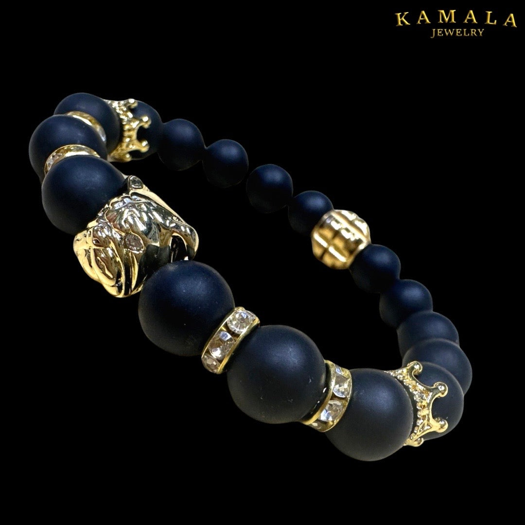 Bulldogge Armband - Schwarz mit Gold