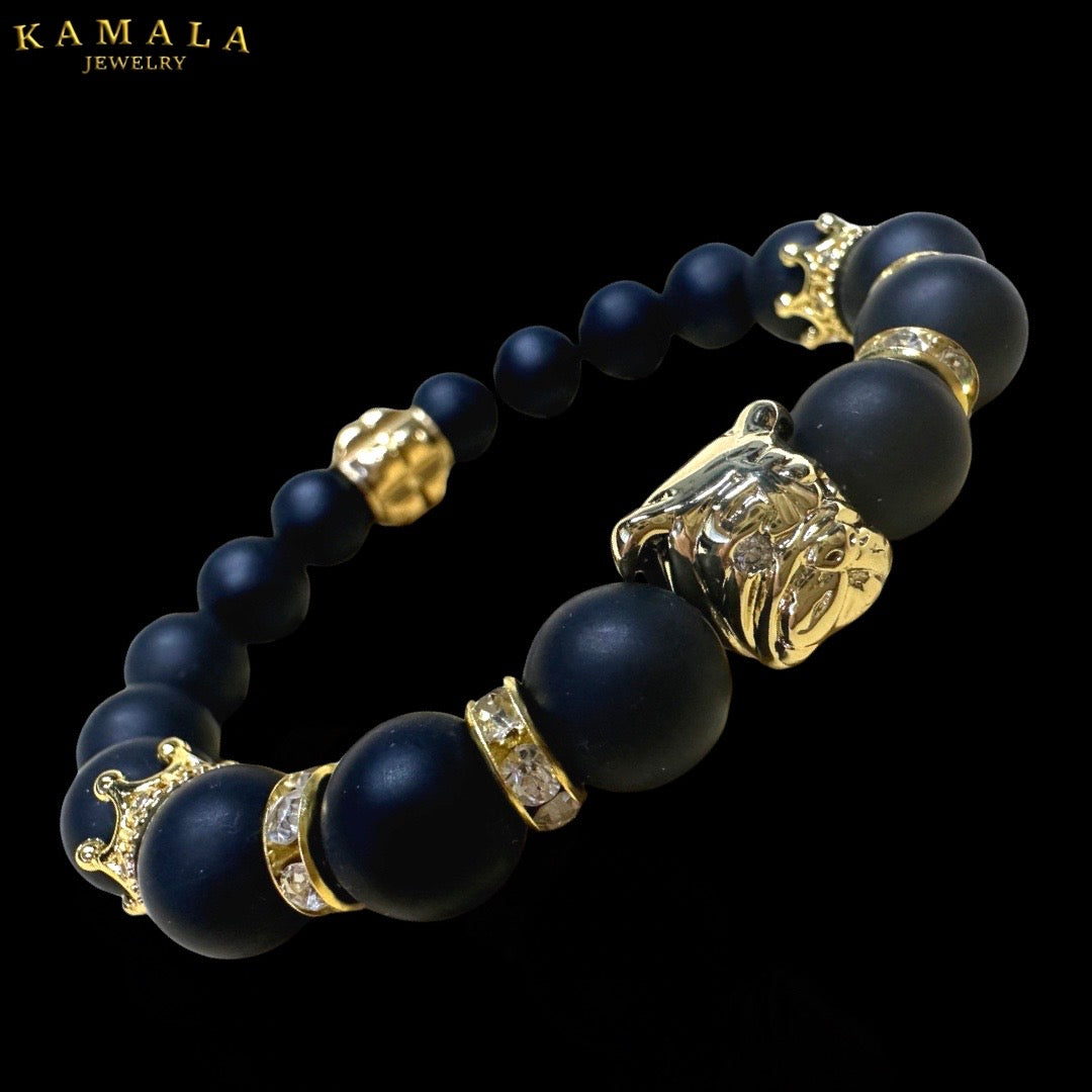 Bulldogge Armband - Schwarz mit Gold