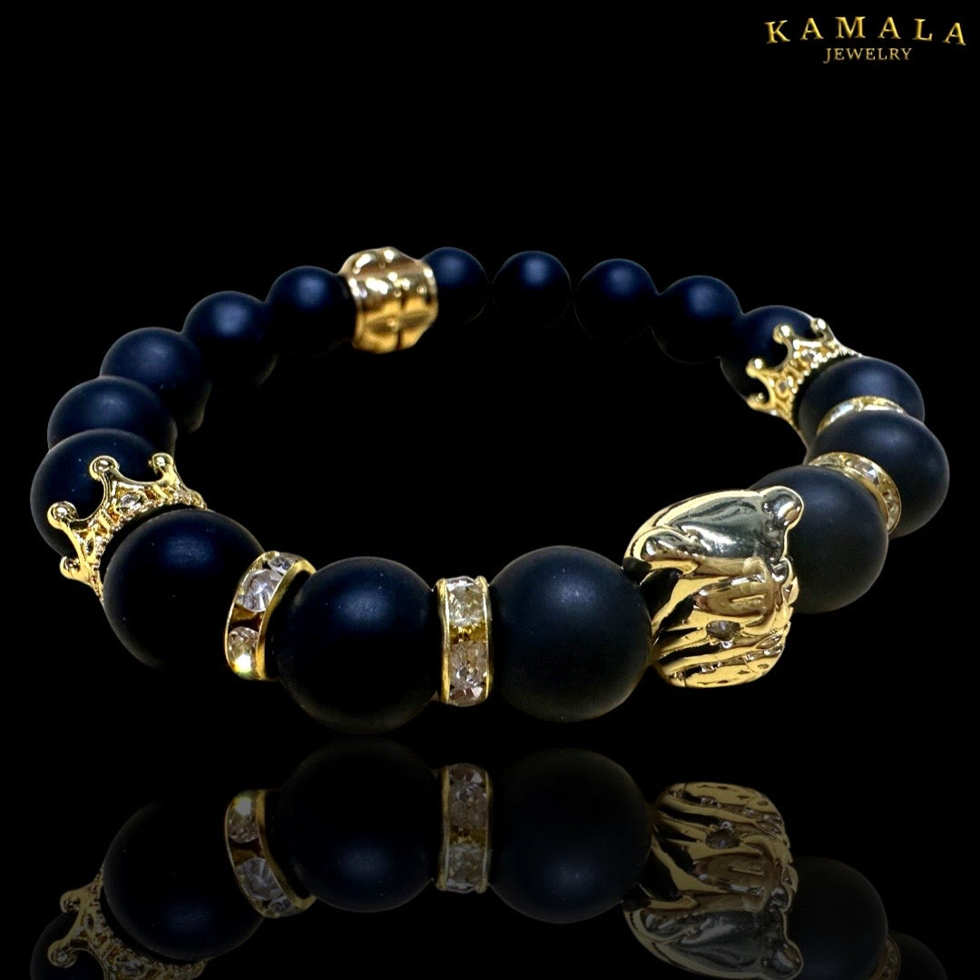 Bulldogge Armband - Schwarz mit Gold