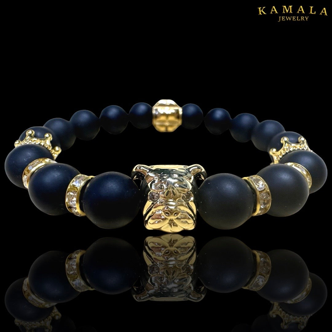 Bulldogge Armband - Schwarz mit Gold