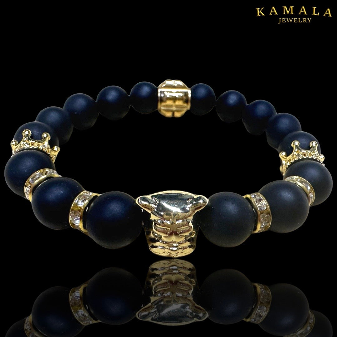 Bulldogge Armband - Schwarz mit Gold