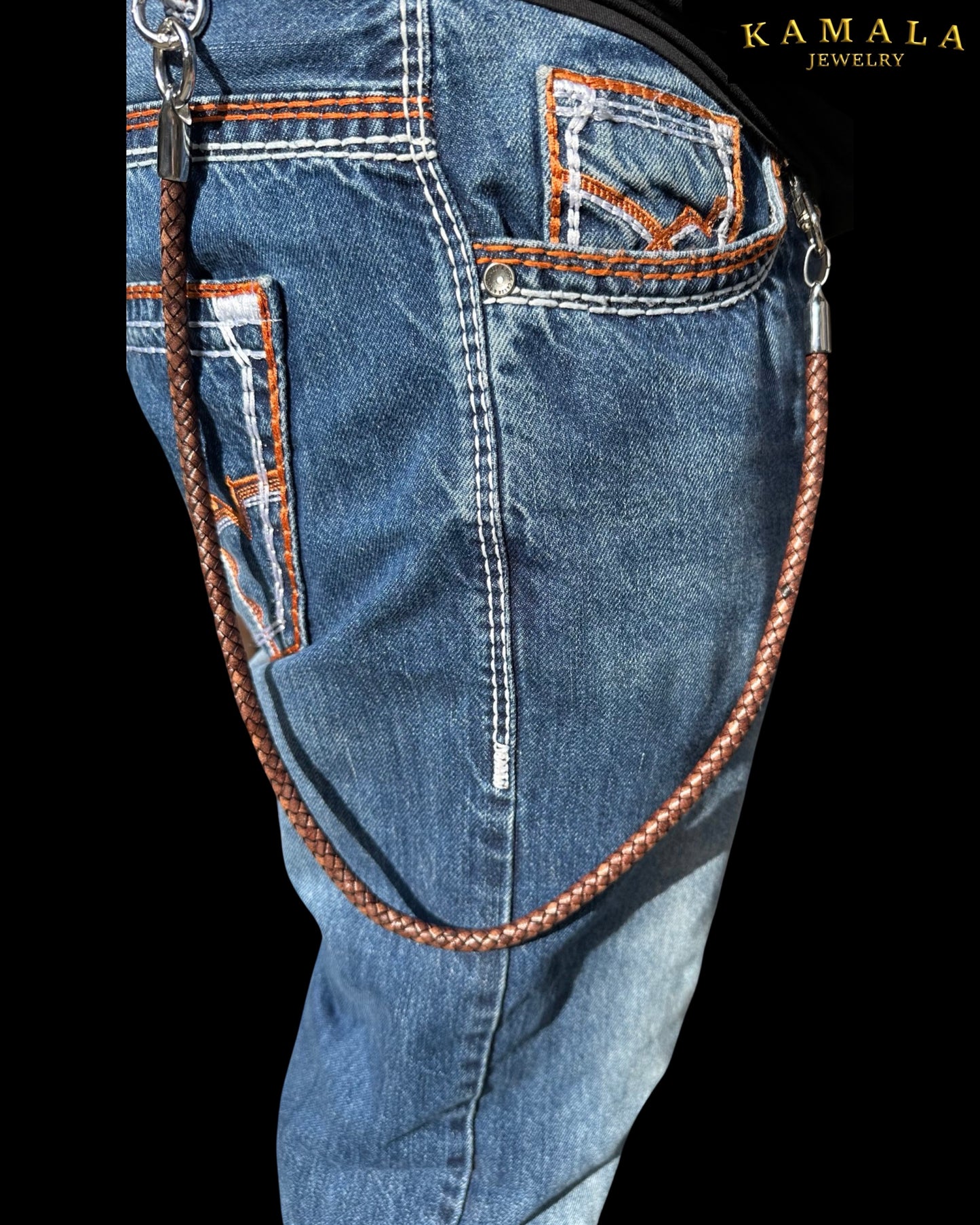 Hosenkette - Portemonnaie Kette - Leder Braun - 8mm