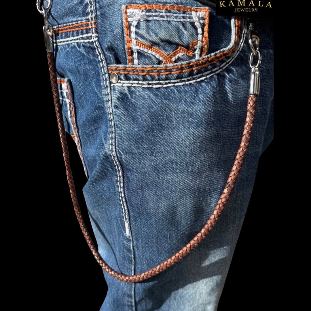 Hosenkette - Portemonnaie Kette - Leder Braun - 8mm