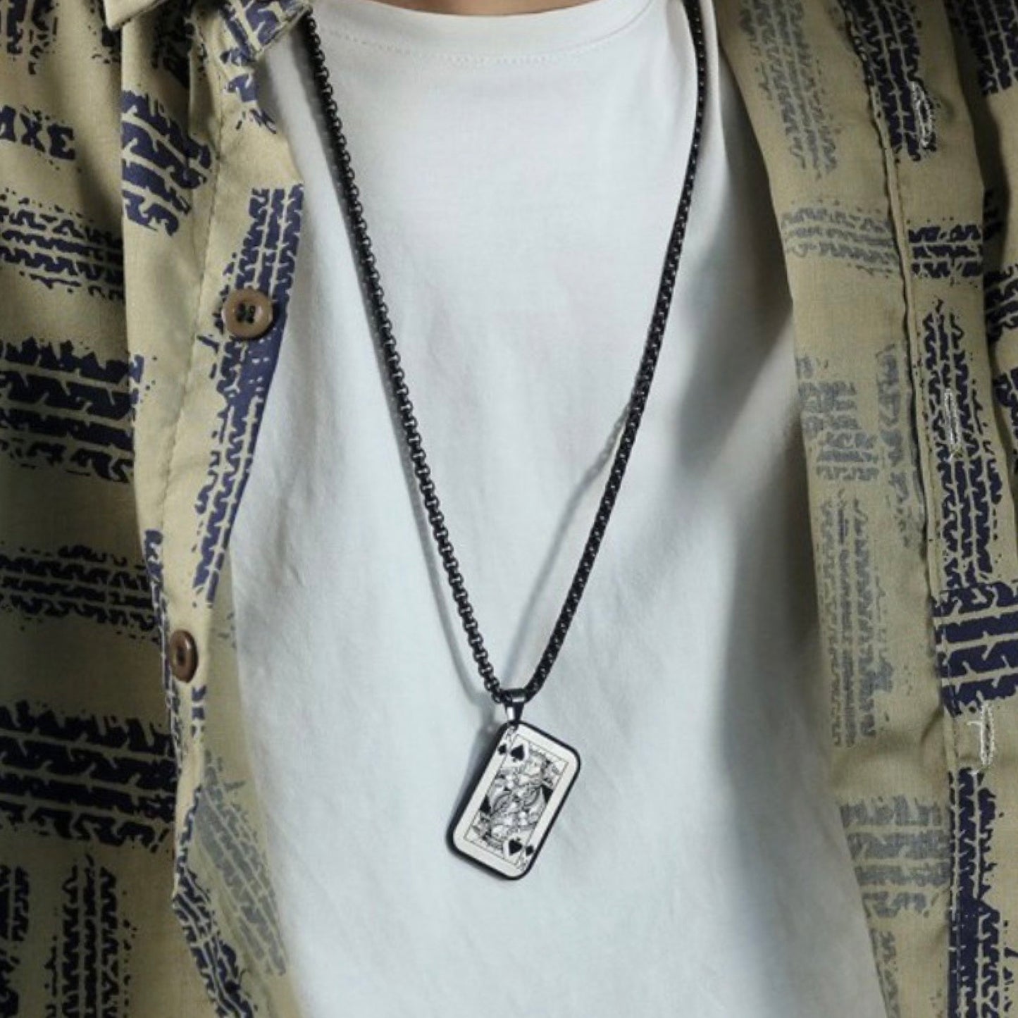 Halskette mit Pik-König - Edelstahl